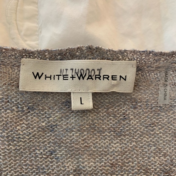 White + Warren V- Neck Sweater Gray Classic Linen Roll Neutral Tunic - Picture 3 of 7